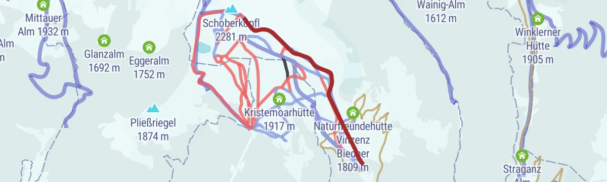 Route map: Skitour Faschingalm - Schoberköpfl 2.281m